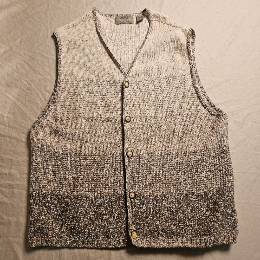 Vtg 90s Structure Le Collezioni Sweater Vest Large Cotton Wool USA‎ Grandpa